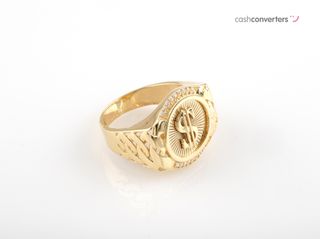 sello oro 18k con piedra con circonita