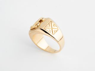 sello oro 18k con piedra con circonita