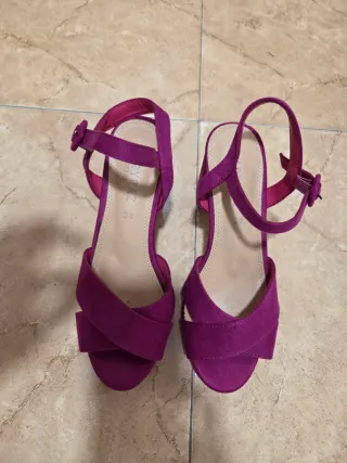 Sandalias Plataforma Tacón Morado
