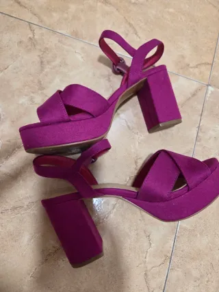 Sandalias Plataforma Tacón Morado