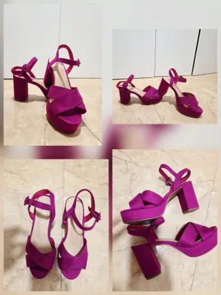 Sandalias Plataforma Tacón Morado