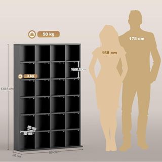 Mueble Porta CD Con Estantes Regulables, Estante Porta 456CD/336DVD Ahorra Espacio en Madera, Mueble Portacd Con 24 Compartimentos, para Sala de Estar, Dormitorio, Oficina, 89X20X130.5 Cm, Negro