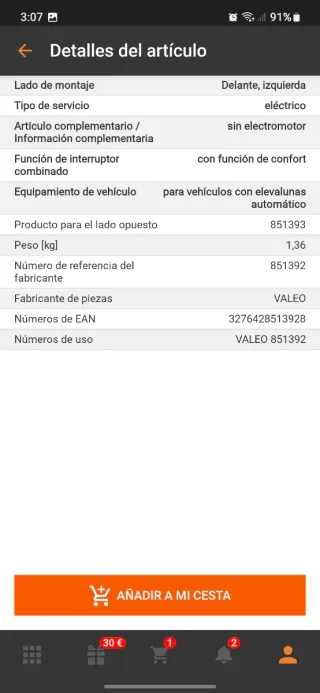 Elevalunas nuevo Eléctrico Mercedes Clase E C