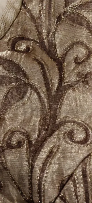 Vestido lino brocado beige y dorado Talla 44-46