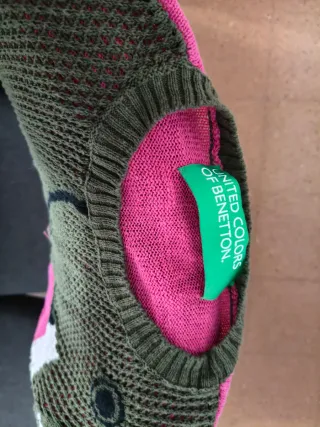 Jersey Benetton elefante verde y rosa