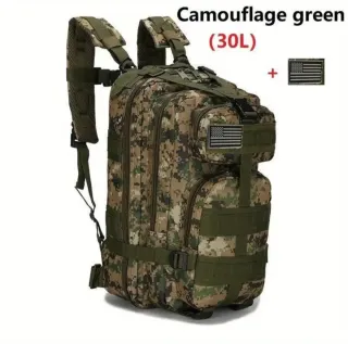 Mochila Táctica Camuflaje 30L + Parche Bandera USA