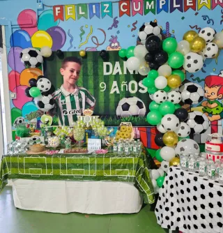 Mesa dulce temática fútbol