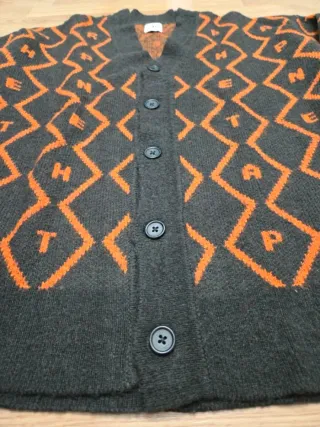 Chaqueta Zara Punto Diamantes Naranja Talla M