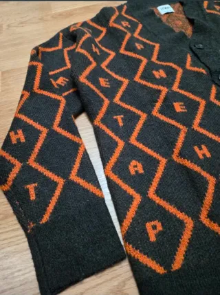 Chaqueta Zara Punto Diamantes Naranja Talla M