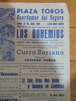 Cartel Plaza Toros Guardamar 1973