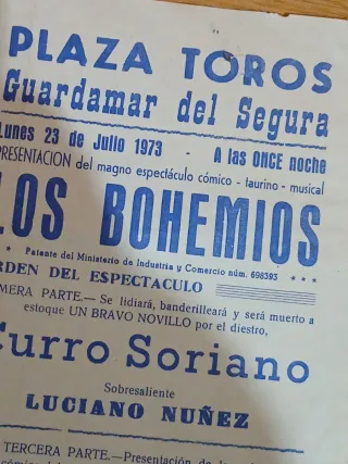 Cartel Plaza Toros Guardamar 1973