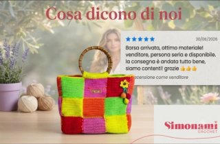 Set Borsa + Portamonete Uncinetto Blu In Cordino