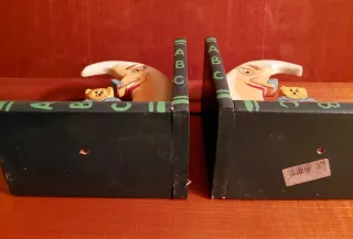 Fermalibri luna e orsetto in legno