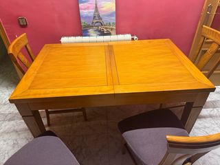Mesa de madera maciza y 6 sillas