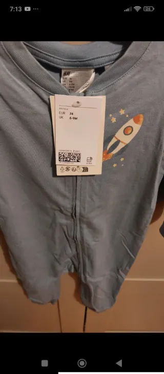 Pijama bebé talla 74 azul cohete de h&m