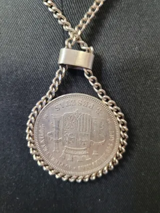 Collar con Moneda de plata 5 Pesetas 1870