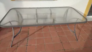 Mesa de terraza cristal y metal