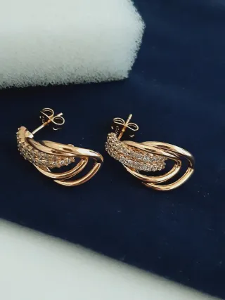 Pendientes chapado oro circonitas 2,15cm