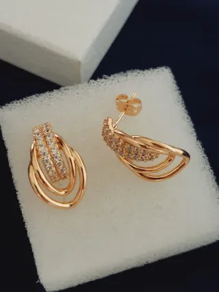 Pendientes chapado oro circonitas 2,15cm