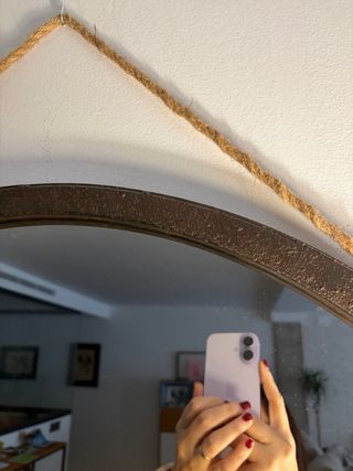 Specchio rotondo per ingresso in metallo e legno