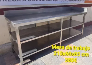 Mesa de trabajo acero inoxidable 210x60x85 cm