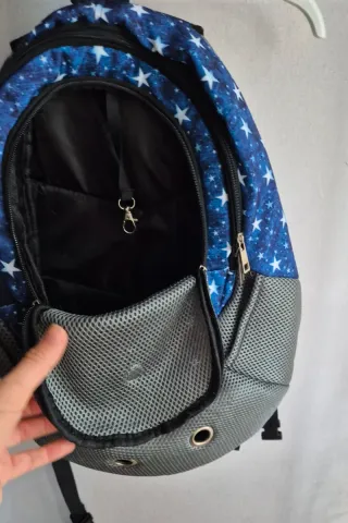 Zaino per cani blu e grigio