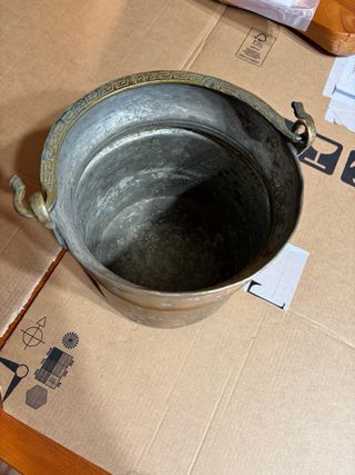 Secchio Paiolo Antico Rame Manico Ottone