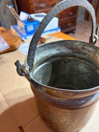 Secchio Paiolo Antico Rame Manico Ottone