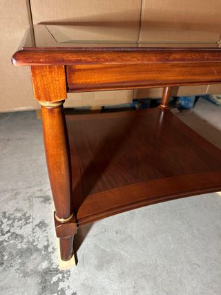 Mesa auxiliar madera y cristal 70x70