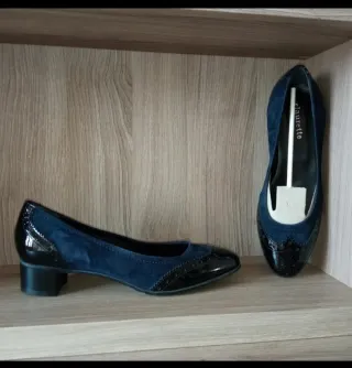 Scarpe Claurette N.37 Blu Scamosciate e Lucide