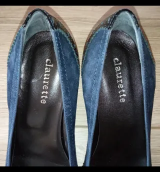 Scarpe Claurette N.37 Blu Scamosciate e Lucide