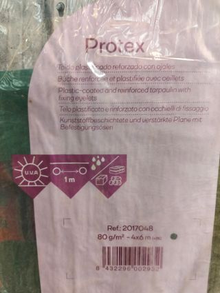 Toldo reforzado verde 80 gr/m2 con ojales 4 x 6 m