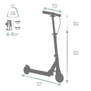 Patinete Ajustable Scooter Niños Oxelo MID5 Azul con freno
