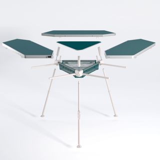 Mesa plegable hexagonal 6 personas con almacenamiento