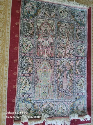 Tappeto in seta e cachemire multicolore