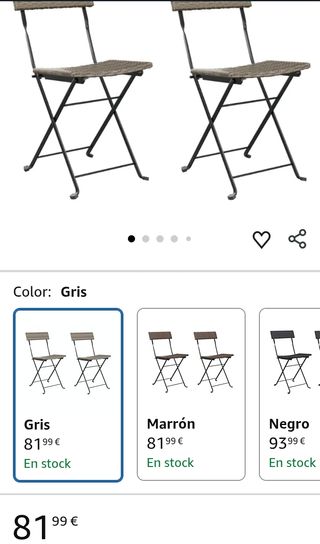 vidaXL Sillas cafetería Plegables 2 uds Acero y ratán sintético Gris