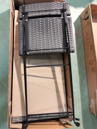 vidaXL Sillas cafetería Plegables 2 uds Acero y ratán sintético Gris