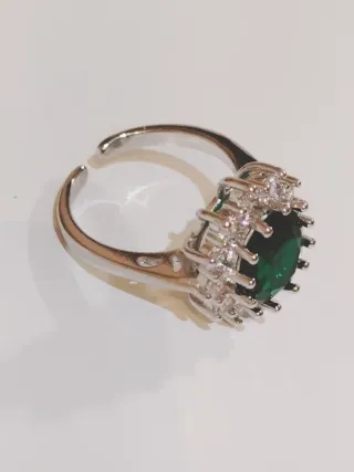 Anillo Plata Vintage Esmeralda Ajustable