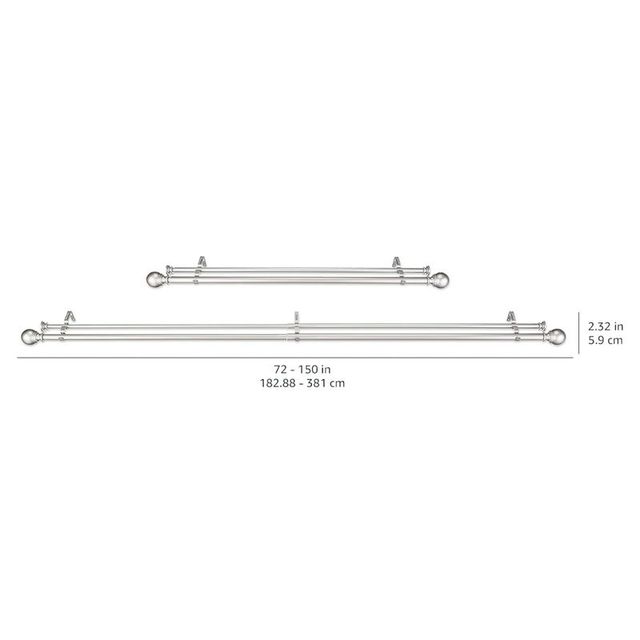 Barra Cortina Doble Amazon Basics Níquel 183-366cm