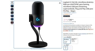 Logitech G Yeti GX RGB Micrófono Dinámico