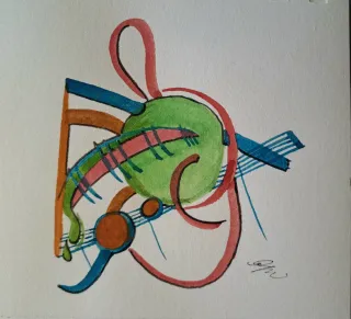 Pintura abstracta, arte moderno, set acquerello