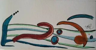 Pintura abstracta, arte moderno, set acquerello