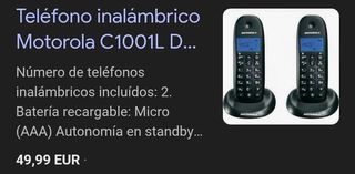 Teléfono inalámbrico Motorola C1001L - 2 terminale