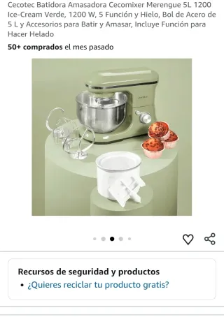 Cecotec Batidora Amasadora Verde 5L