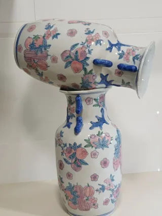 Set di 2 vasi in ceramica smaltata floreale