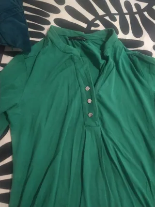 Camisa verde algodón manga 3/4 talla M