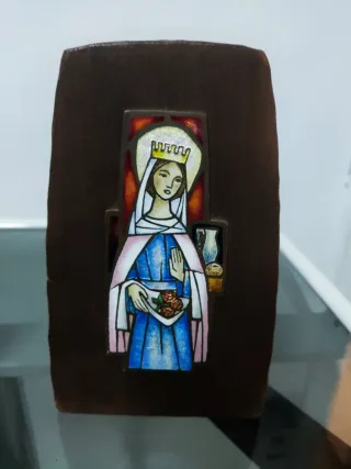 2 Placas Arte Sacro Vintage Esmalte sobre metal.