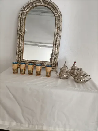 Espejo Árabe Dorado y Plateado