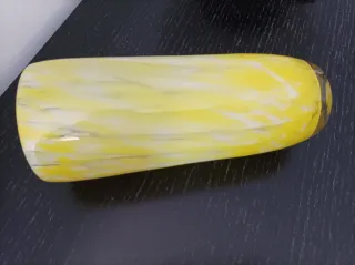 Vaso in cristallo Murano giallo e bianco