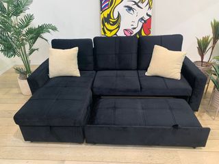 Sofá Cama Pau con Arcón 215cm Negro